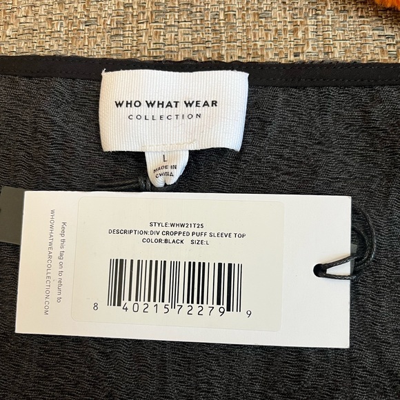 ❣️🆕Who What Wear DIV Black Puff Sleeve Cropped Top❣️ - Picture 9 of 10